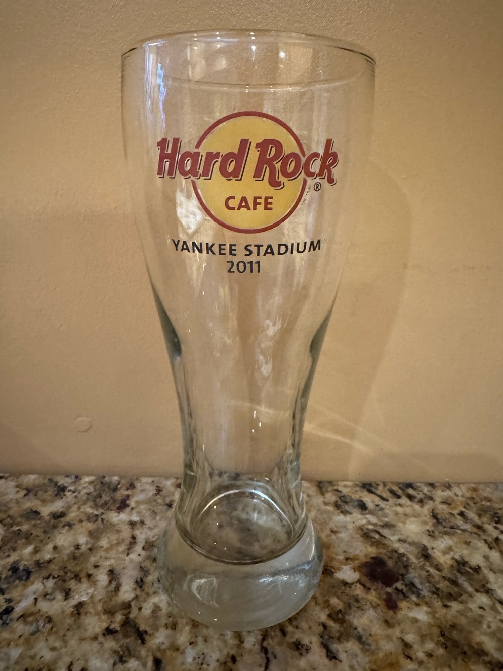 Hard Rock Cafe New York Yankee Stadium 2011 Clear Glass Pilsner